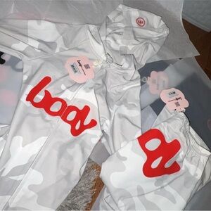 body by raven tracy White and Red Camouflage Hoodie and Pants Set